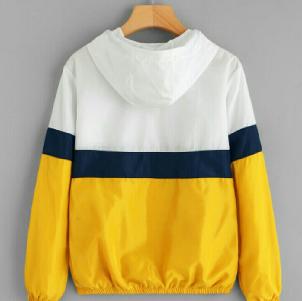 Color Block Elastic waist Drawstring Jacket - Picture 4 of 4